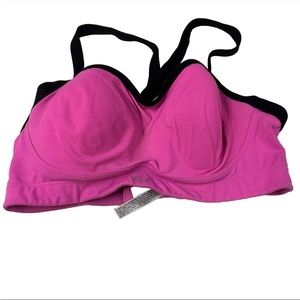 VSX Victorias Secret 32C Sports Bra Lined Solid Pink Black Underwire #2081